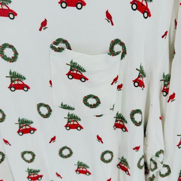 Kyte Living Bamboo Christmas Pajama Top Holiday Print Cars & Wreaths Size XL - Picture 5 of 7